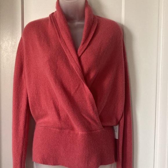 Wrap Cashmere Sweater, size-Large, color-red, light brick 🧱, - Picture 14 of 15